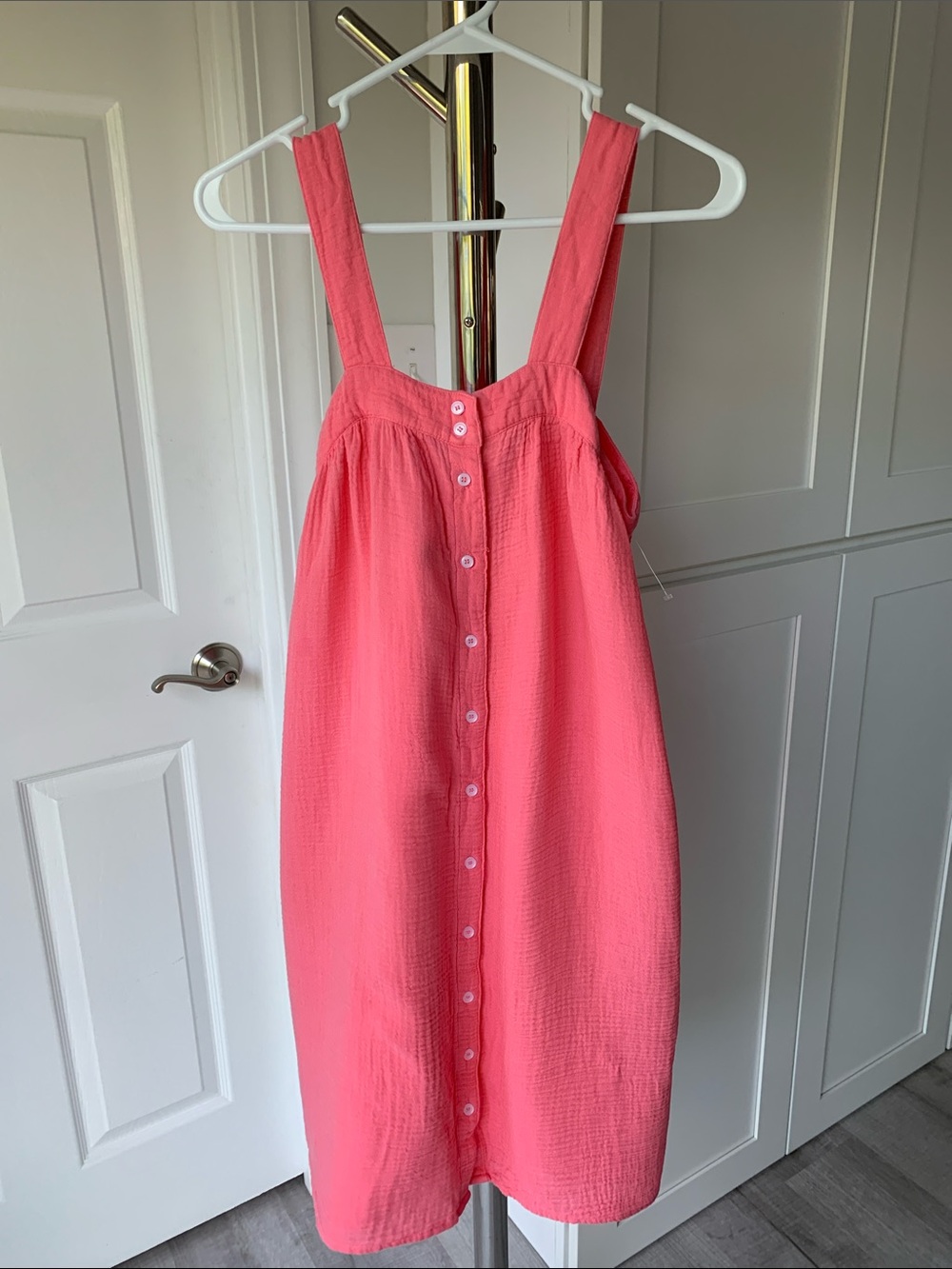 LAKE Coral Pink Button-Front Sundress - Small